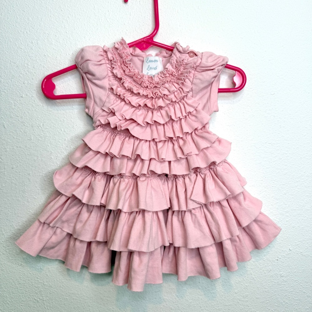 lemon loves lime layette ruffle Dress